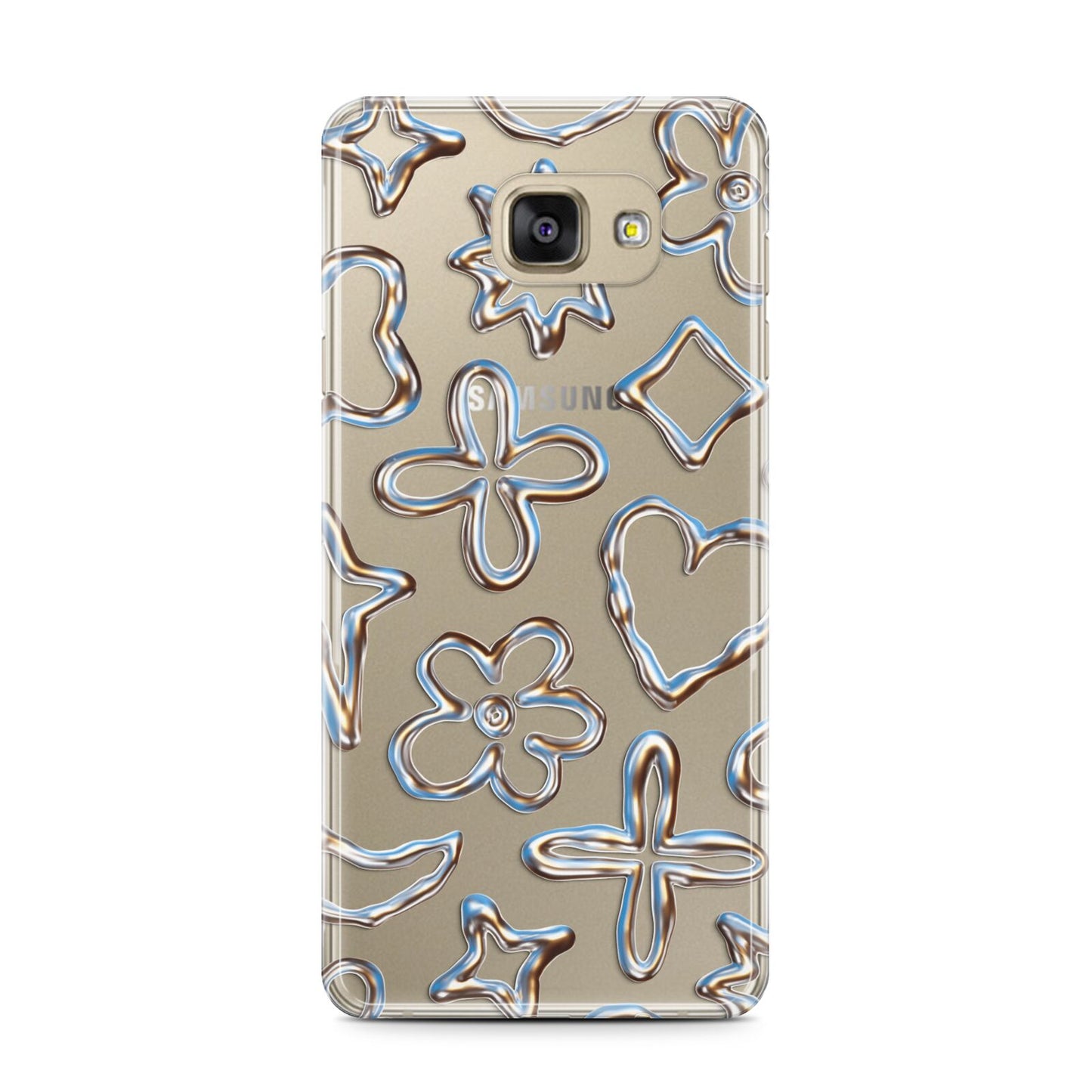 Liquid Chrome Doodles Samsung Galaxy A7 2016 Case on gold phone