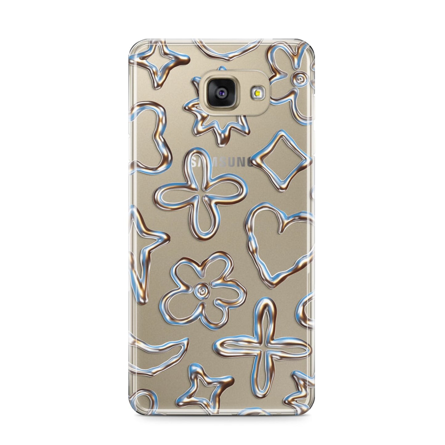Liquid Chrome Doodles Samsung Galaxy A9 2016 Case on gold phone