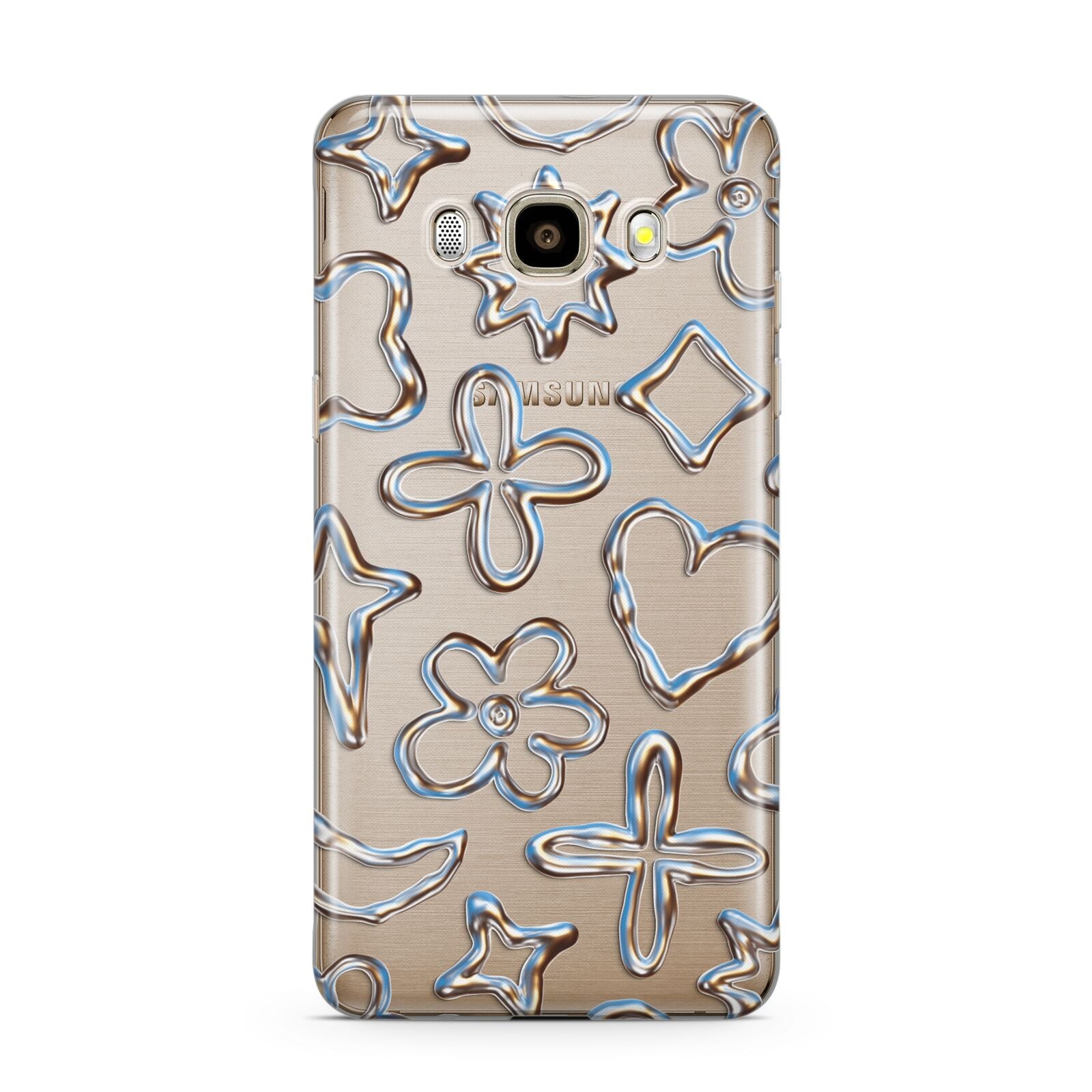 Liquid Chrome Doodles Samsung Galaxy J7 2016 Case on gold phone