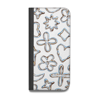 Liquid Chrome Doodles Vegan Leather Flip iPhone Case