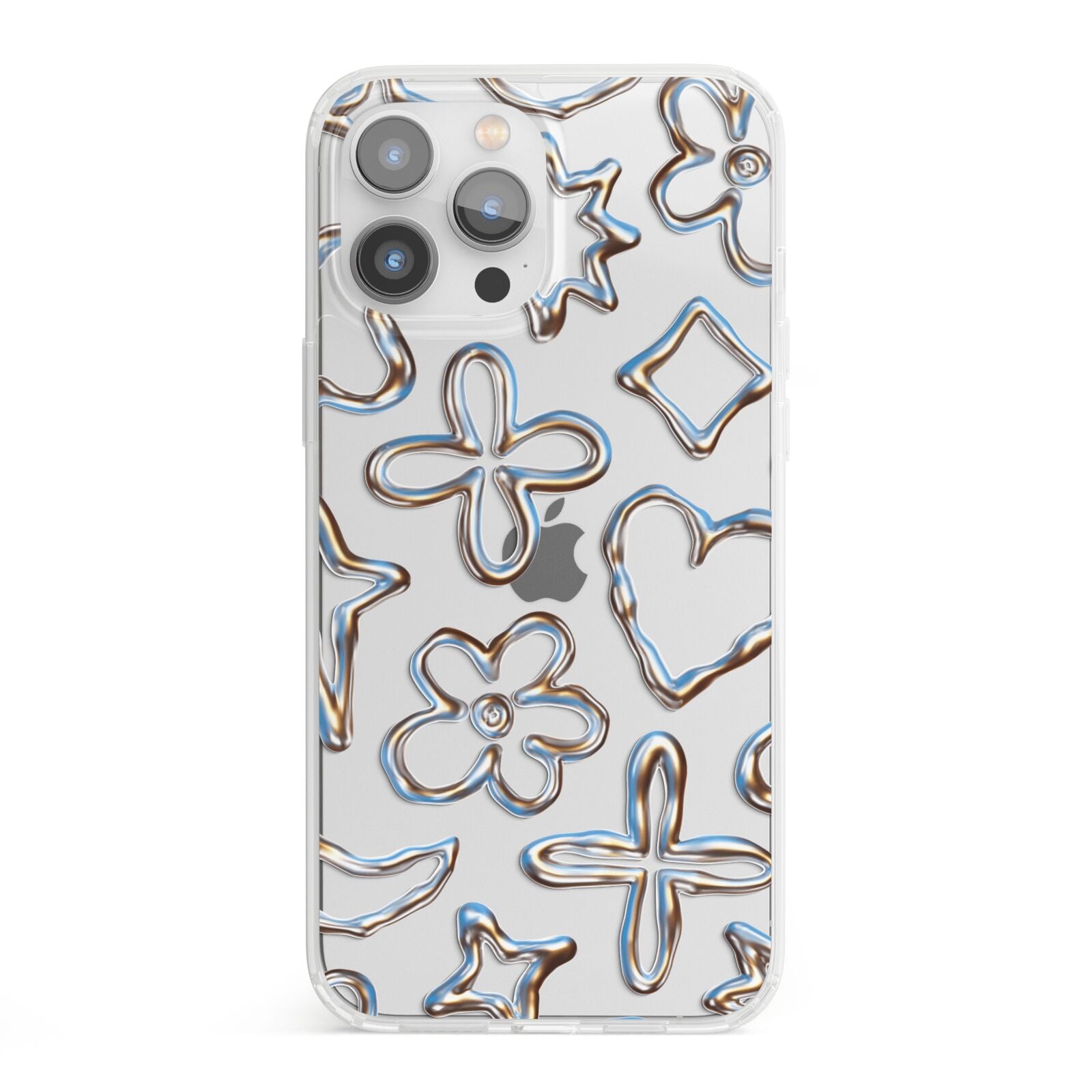 Liquid Chrome Doodles iPhone 13 Pro Max Clear Bumper Case