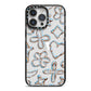 Liquid Chrome Doodles iPhone 14 Pro Max Black Impact Case on Silver phone