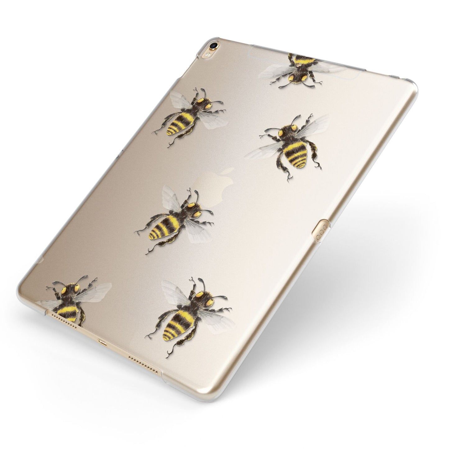 Little Watercolour Bees Apple iPad Case on Gold iPad Side View