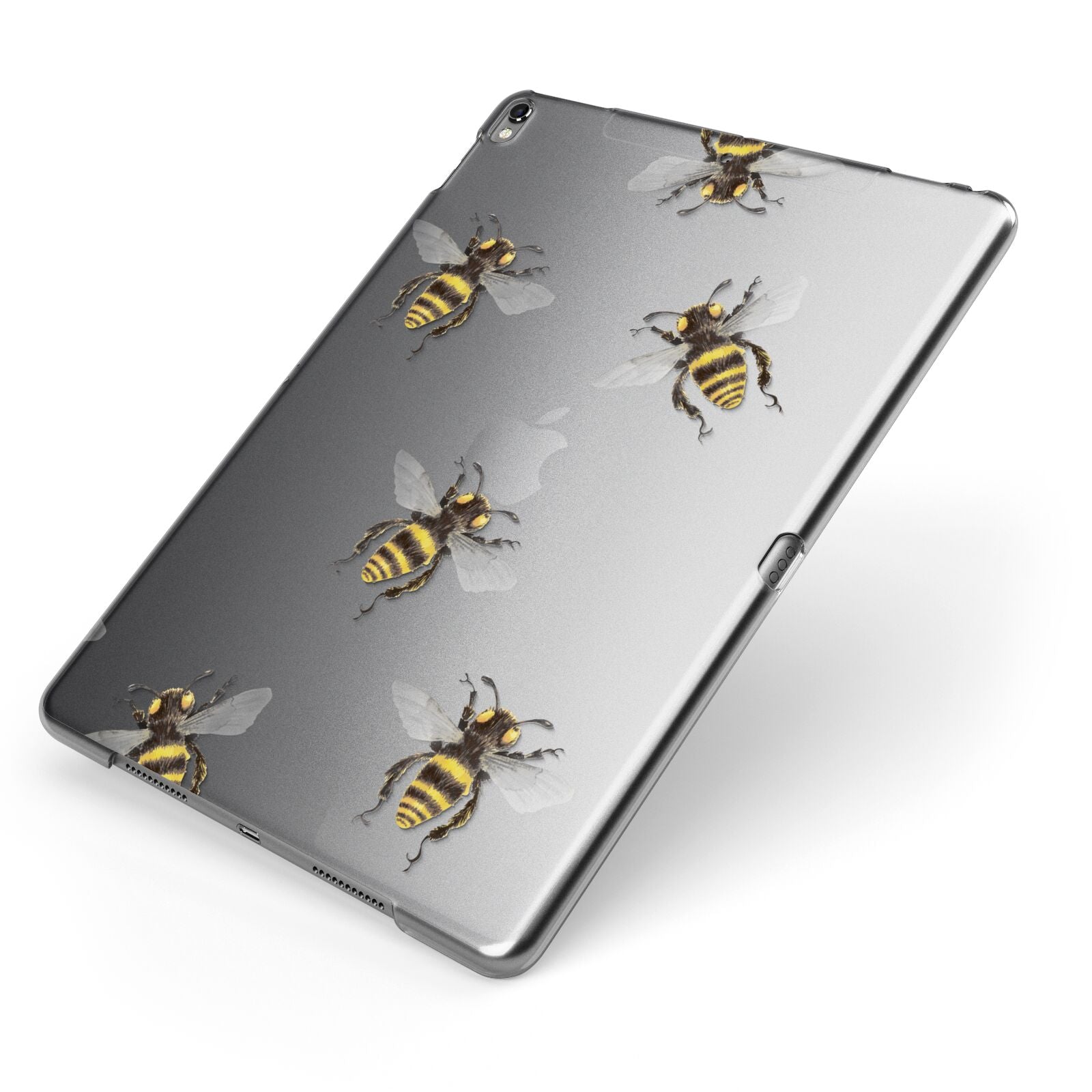 Little Watercolour Bees Apple iPad Case on Grey iPad Side View