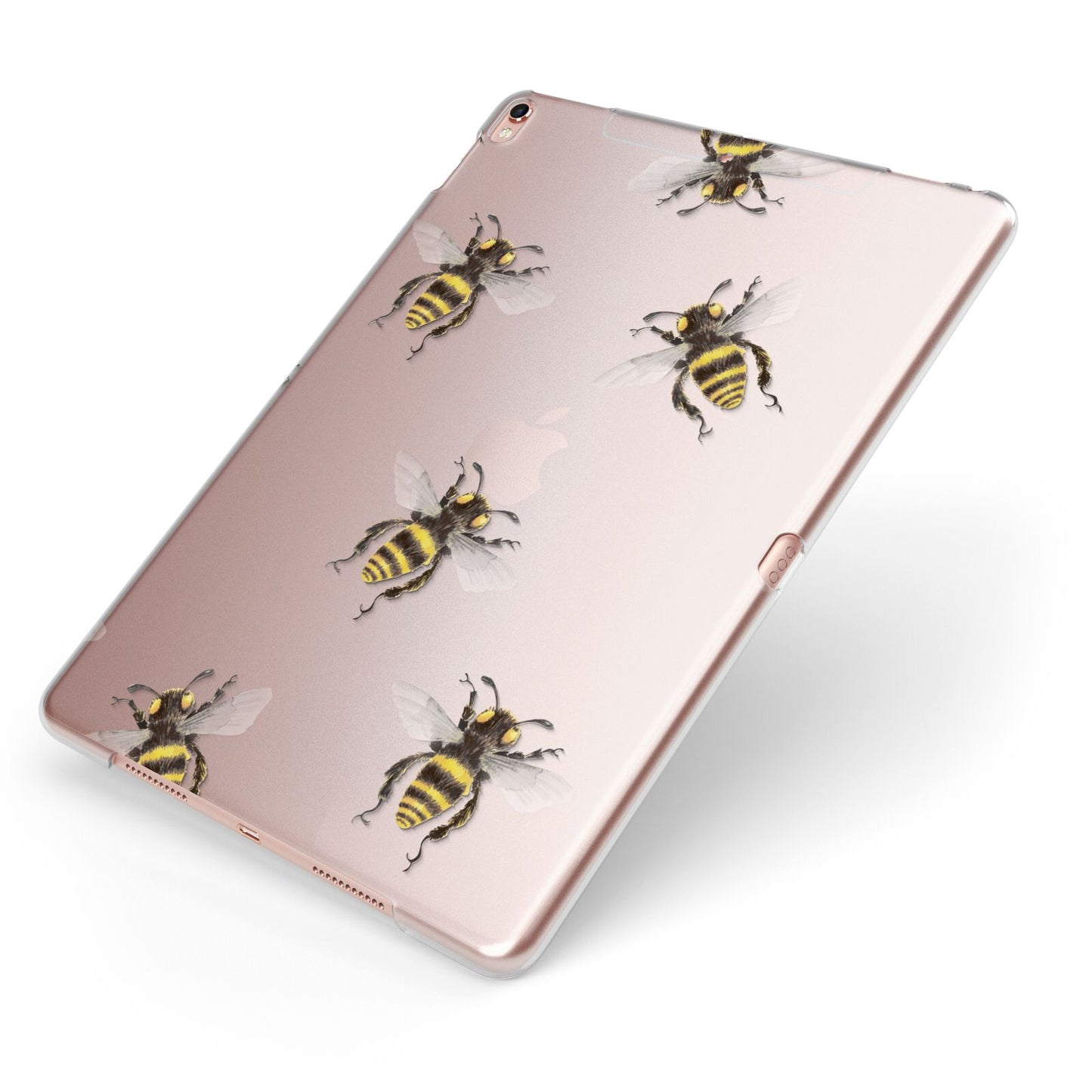 Little Watercolour Bees Apple iPad Case on Rose Gold iPad Side View