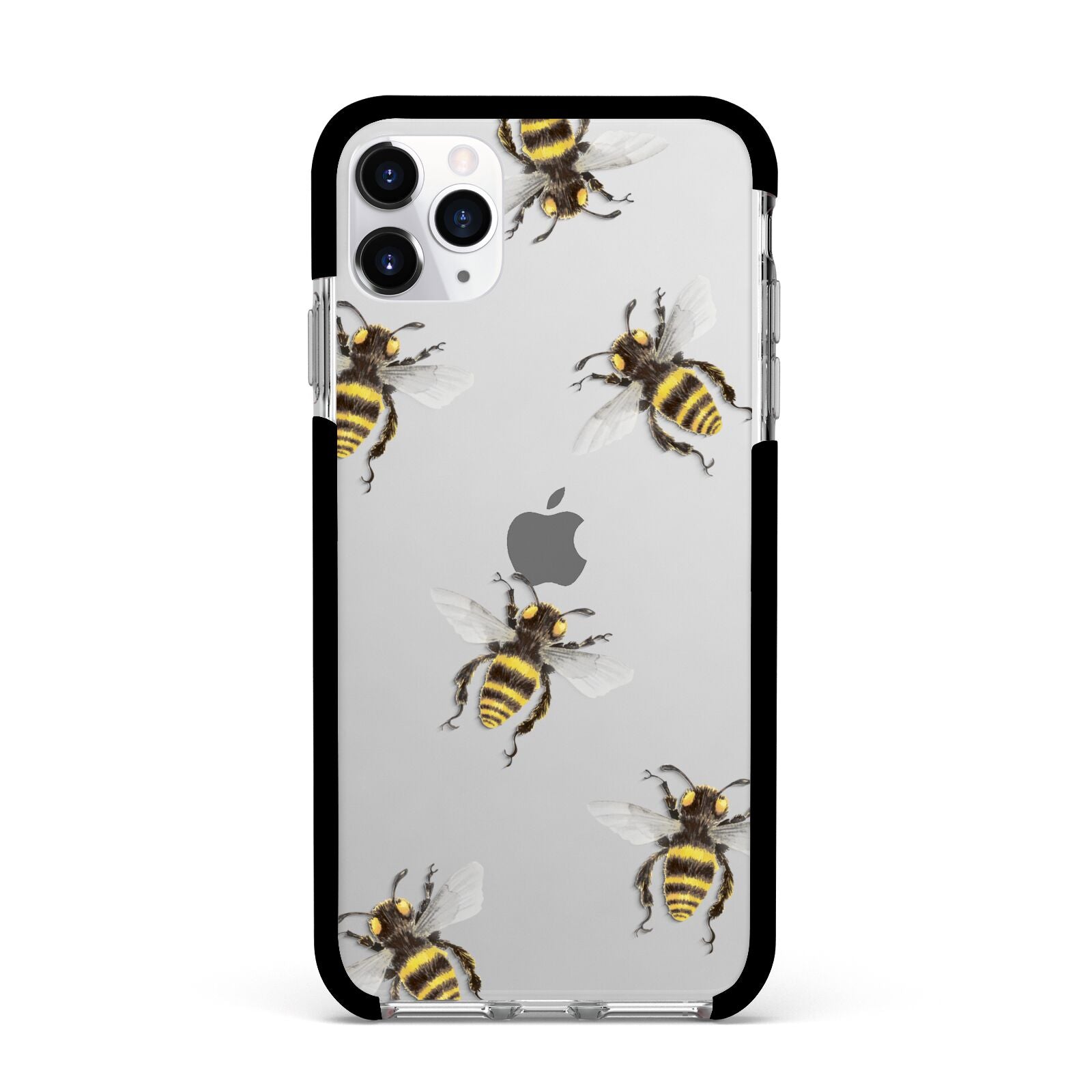 Little Watercolour Bees Apple iPhone 11 Pro Max in Silver with Black Impact Case