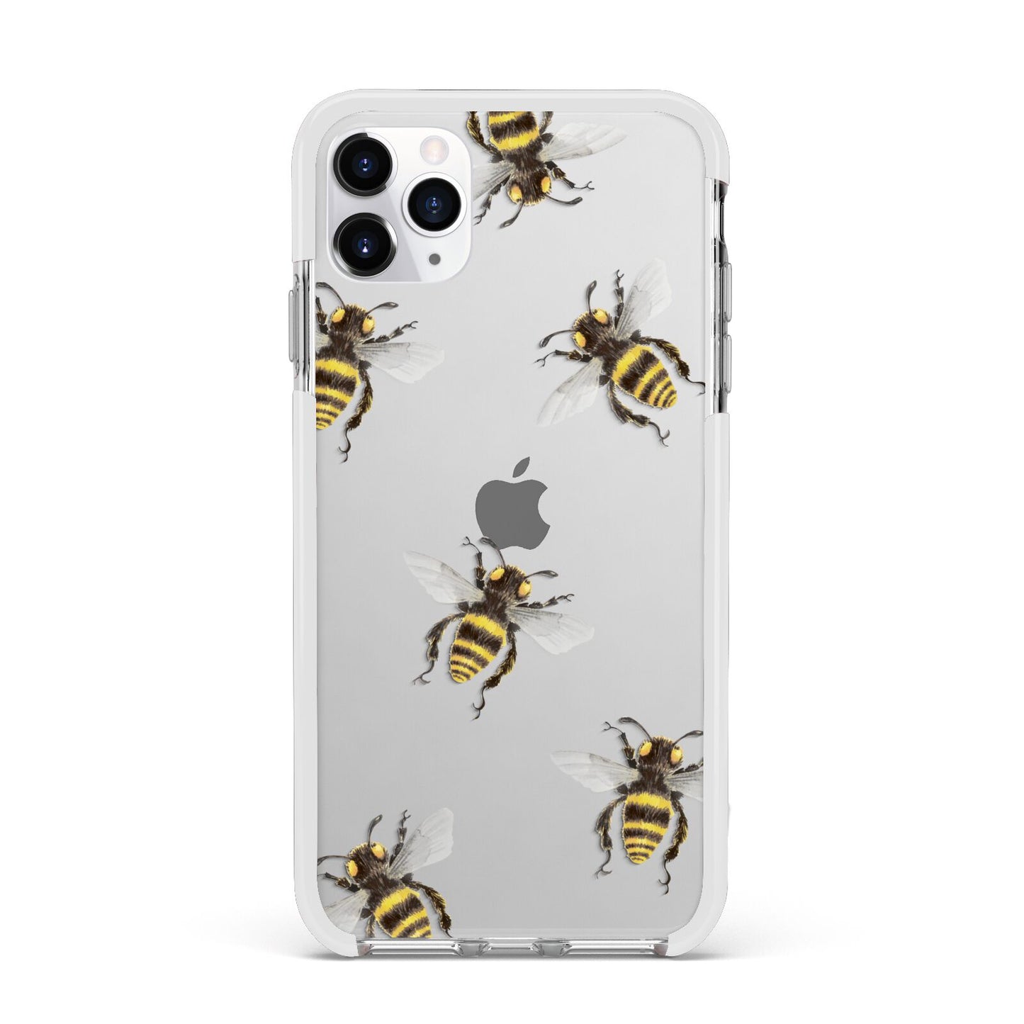 Little Watercolour Bees Apple iPhone 11 Pro Max in Silver with White Impact Case