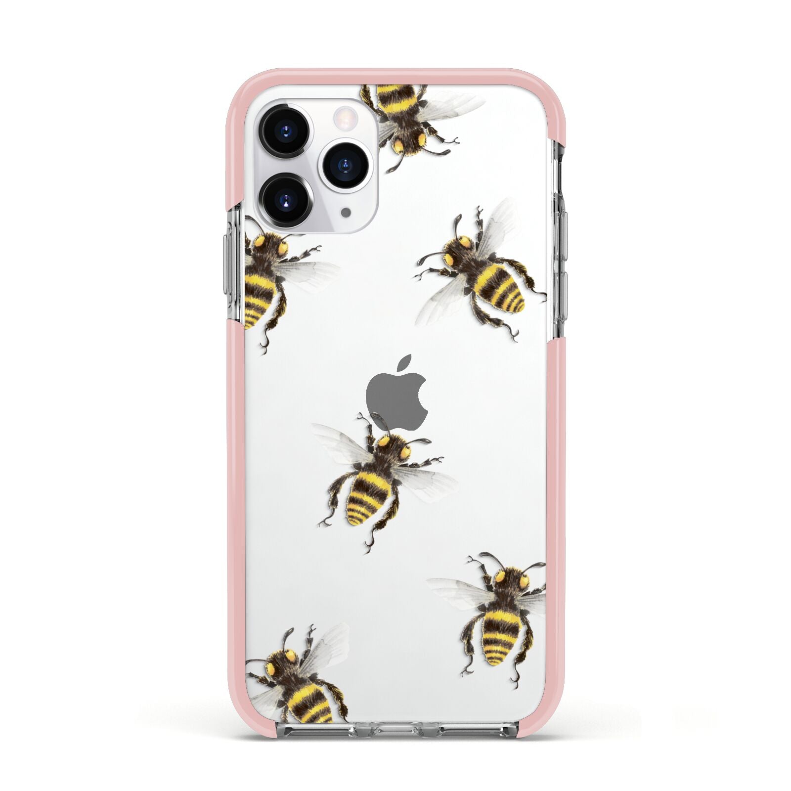 Little Watercolour Bees Apple iPhone 11 Pro in Silver with Pink Impact Case