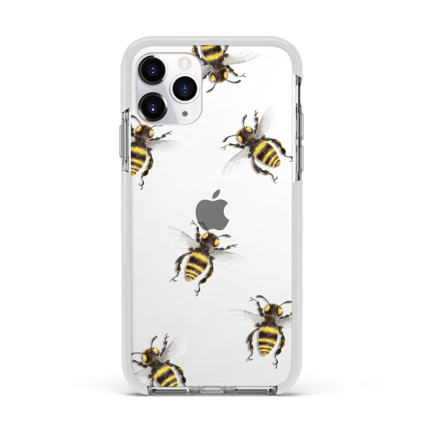 Little Watercolour Bees Apple iPhone 11 Pro in Silver with White Impact Case
