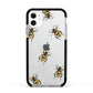 Little Watercolour Bees Apple iPhone 11 in White with Black Impact Case