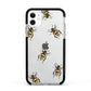 Little Watercolour Bees Apple iPhone 11 in White with Black Impact Case