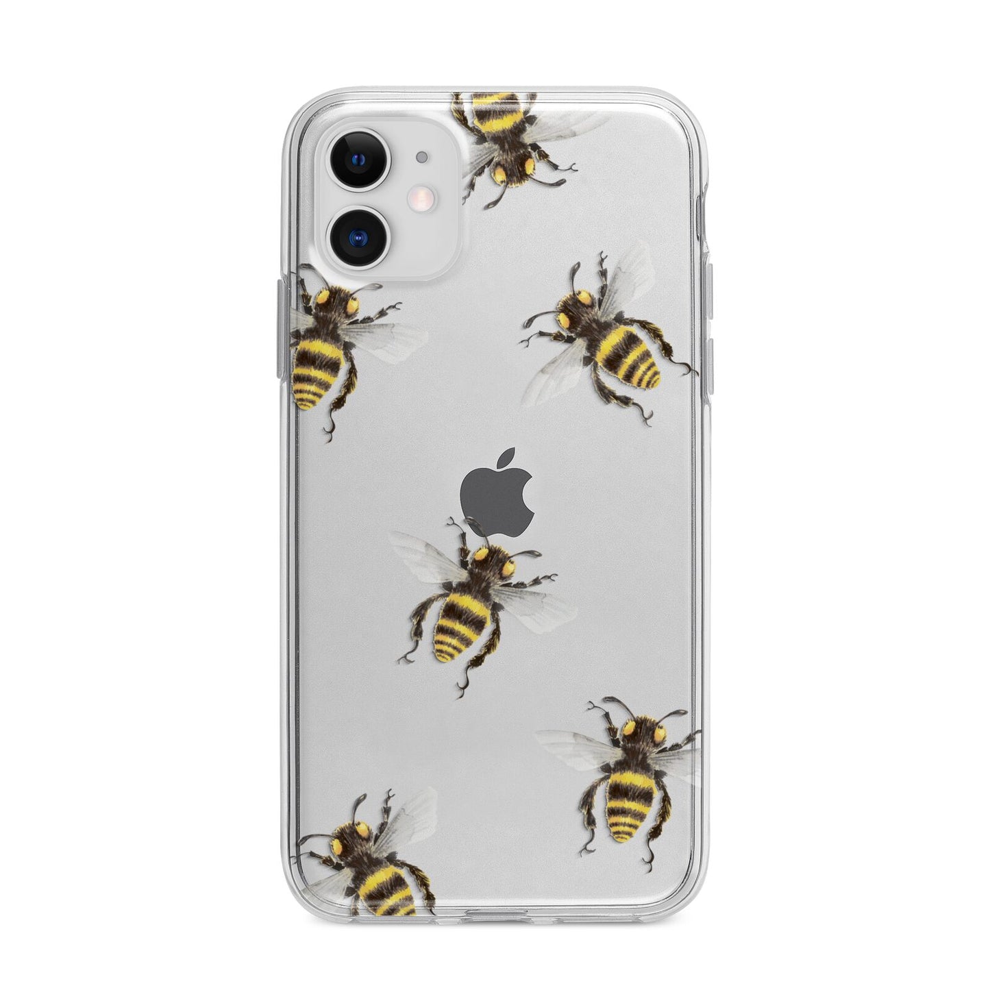 Little Watercolour Bees Apple iPhone 11 in White with Bumper Case
