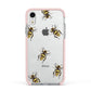 Little Watercolour Bees Apple iPhone XR Impact Case Pink Edge on Silver Phone