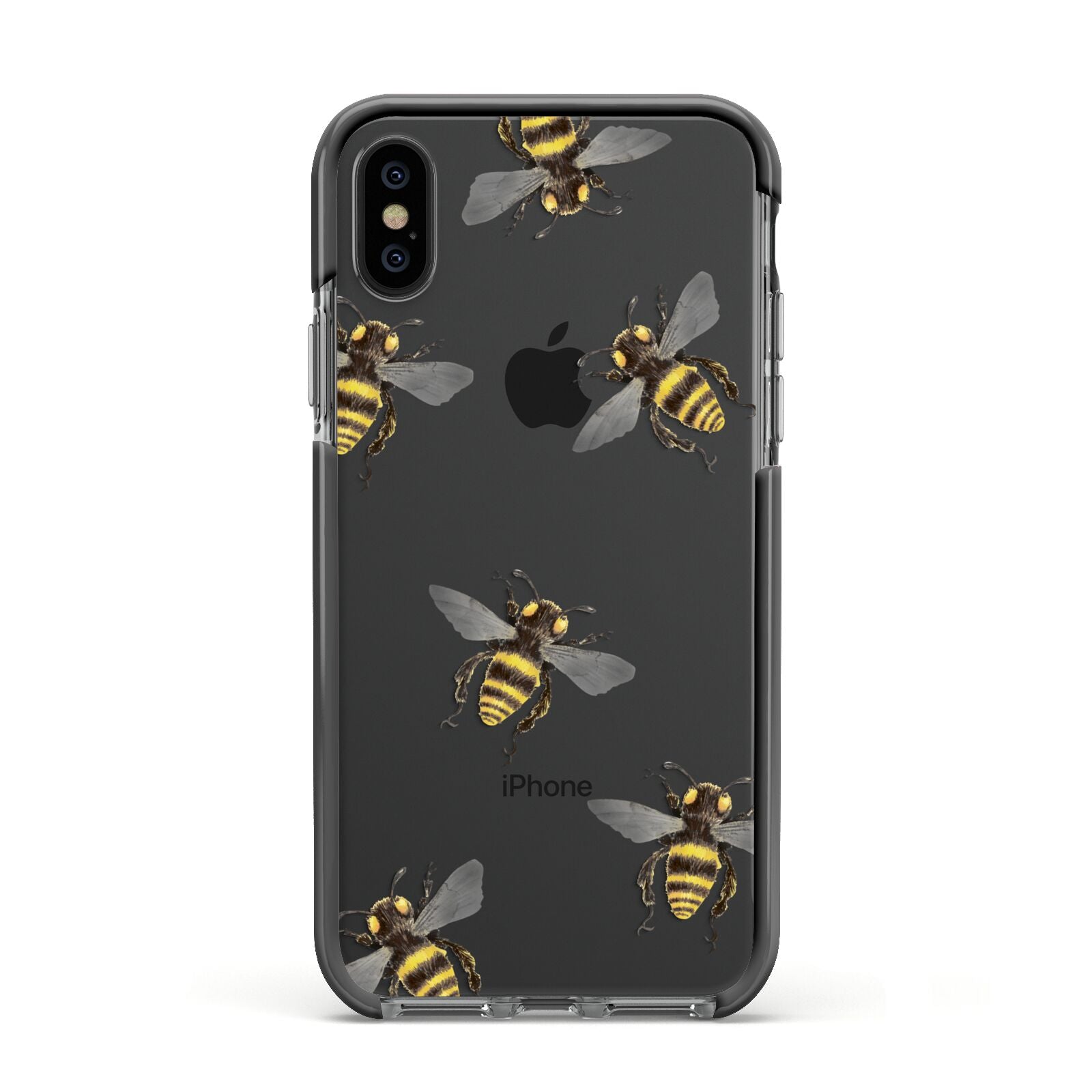 Little Watercolour Bees Apple iPhone Xs Impact Case Black Edge on Black Phone