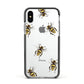 Little Watercolour Bees Apple iPhone Xs Impact Case Black Edge on Silver Phone