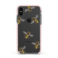 Little Watercolour Bees Apple iPhone Xs Impact Case Pink Edge on Black Phone