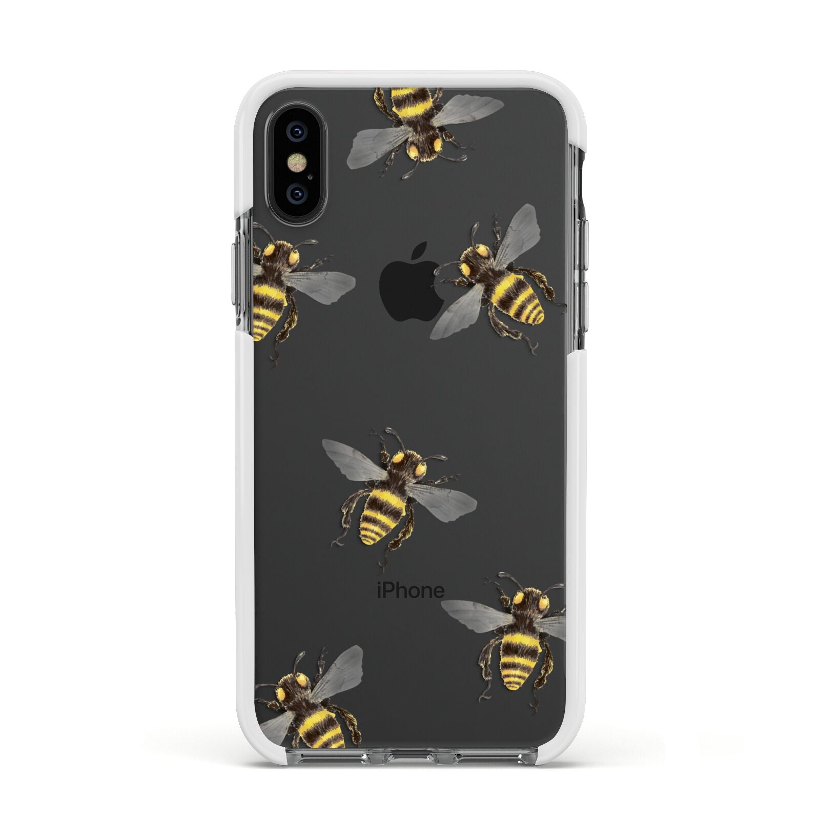 Little Watercolour Bees Apple iPhone Xs Impact Case White Edge on Black Phone
