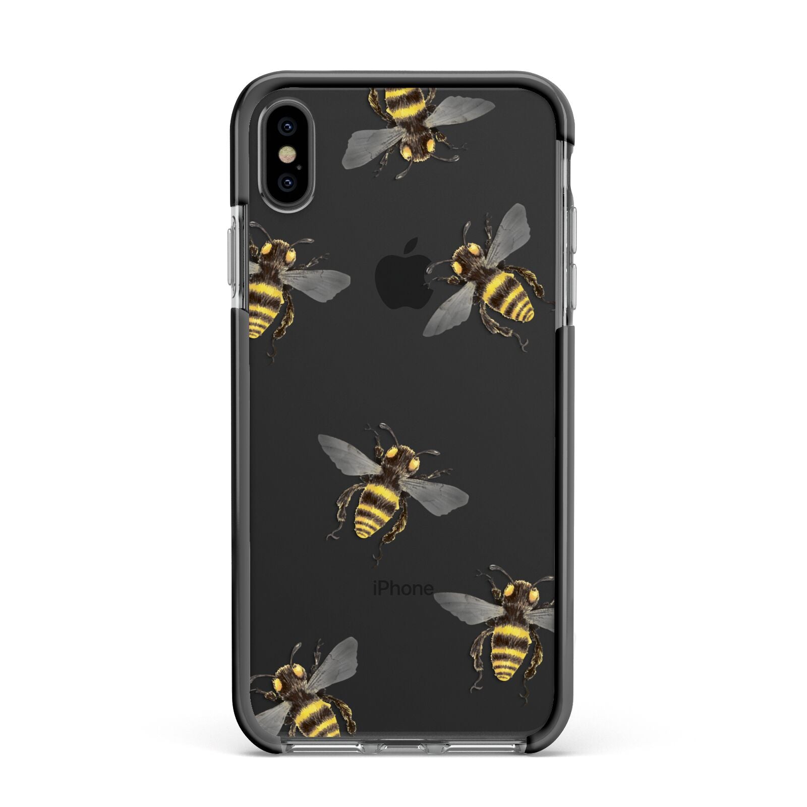 Little Watercolour Bees Apple iPhone Xs Max Impact Case Black Edge on Black Phone