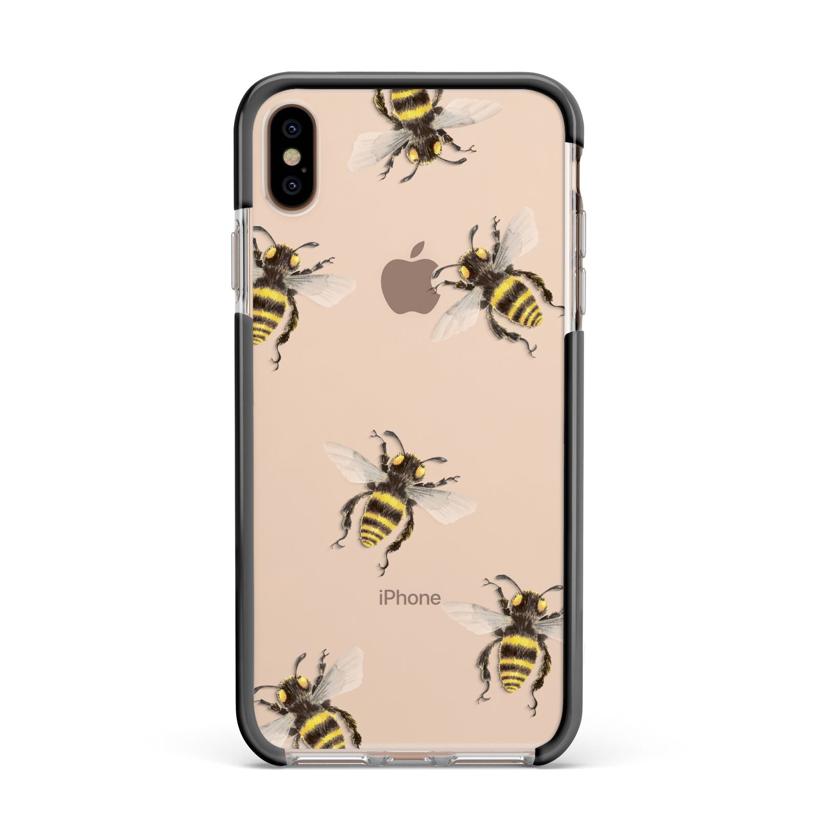 Little Watercolour Bees Apple iPhone Xs Max Impact Case Black Edge on Gold Phone