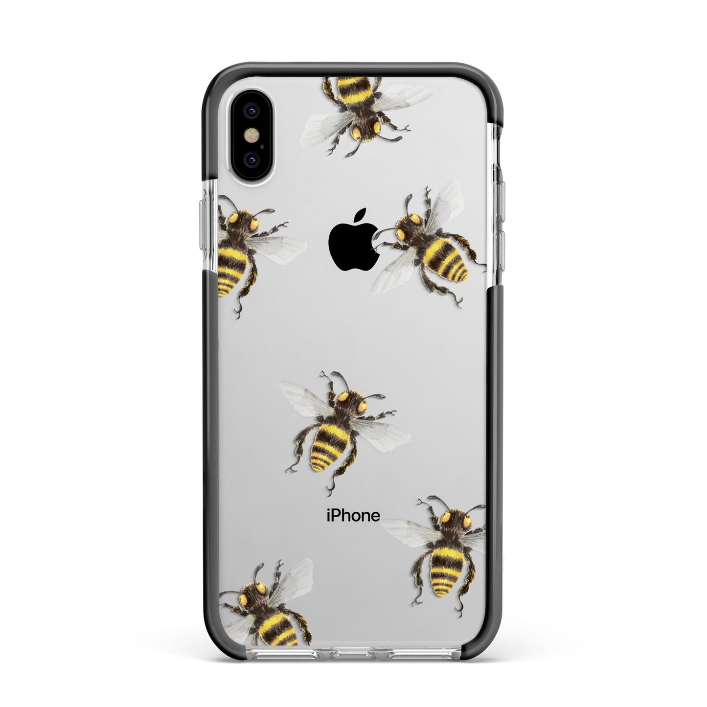 Little Watercolour Bees Apple iPhone Xs Max Impact Case Black Edge on Silver Phone