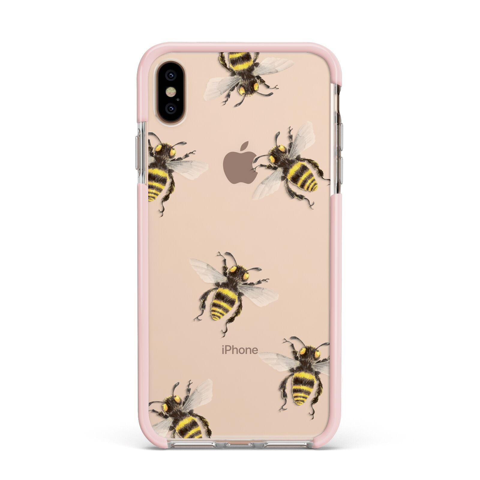 Little Watercolour Bees Apple iPhone Xs Max Impact Case Pink Edge on Gold Phone