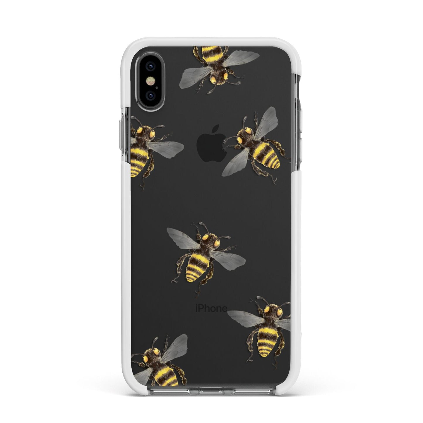 Little Watercolour Bees Apple iPhone Xs Max Impact Case White Edge on Black Phone