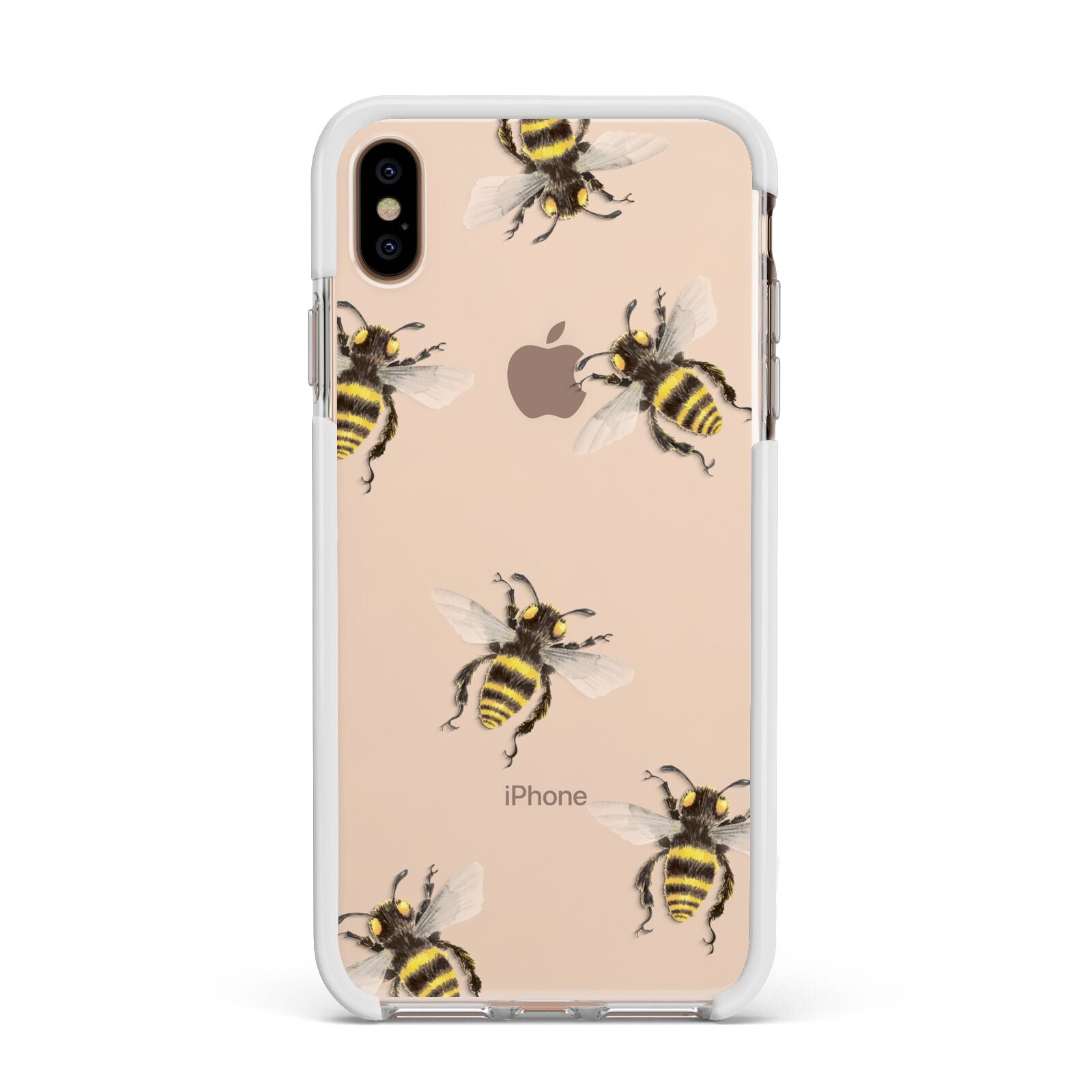 Little Watercolour Bees Apple iPhone Xs Max Impact Case White Edge on Gold Phone