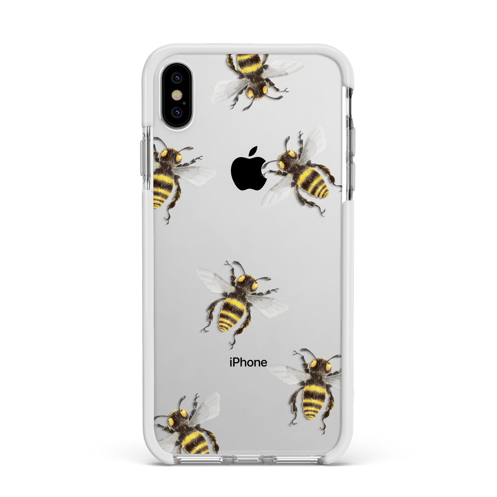 Little Watercolour Bees Apple iPhone Xs Max Impact Case White Edge on Silver Phone