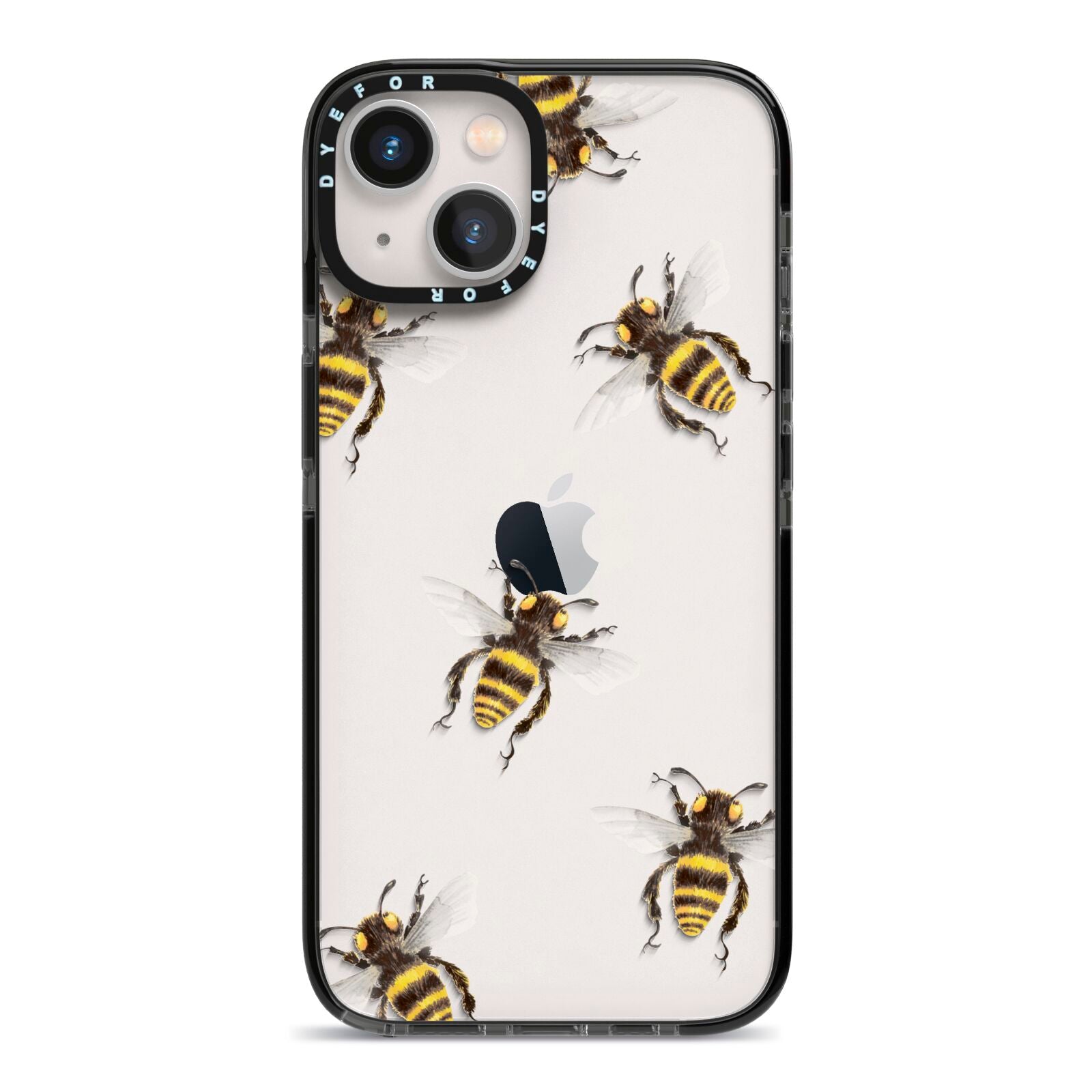 Little Watercolour Bees iPhone 13 Black Impact Case on Silver phone