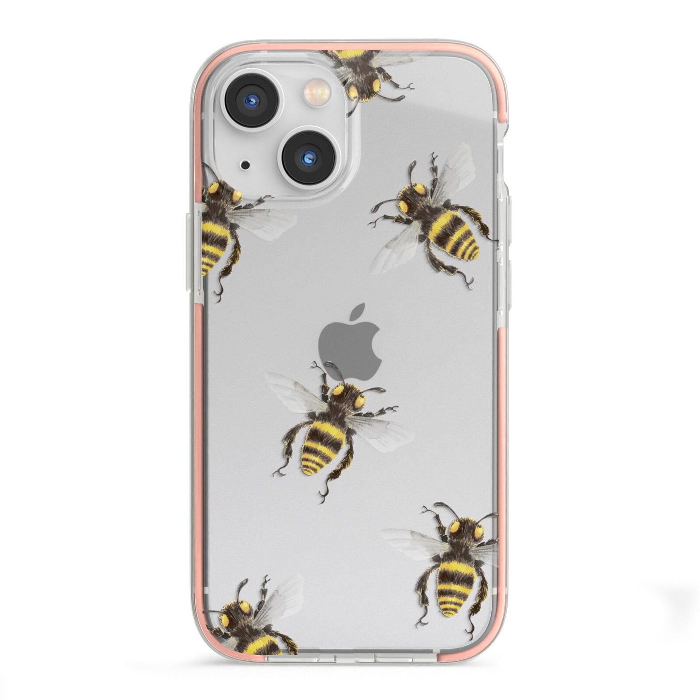 Little Watercolour Bees iPhone 13 Mini TPU Impact Case with Pink Edges