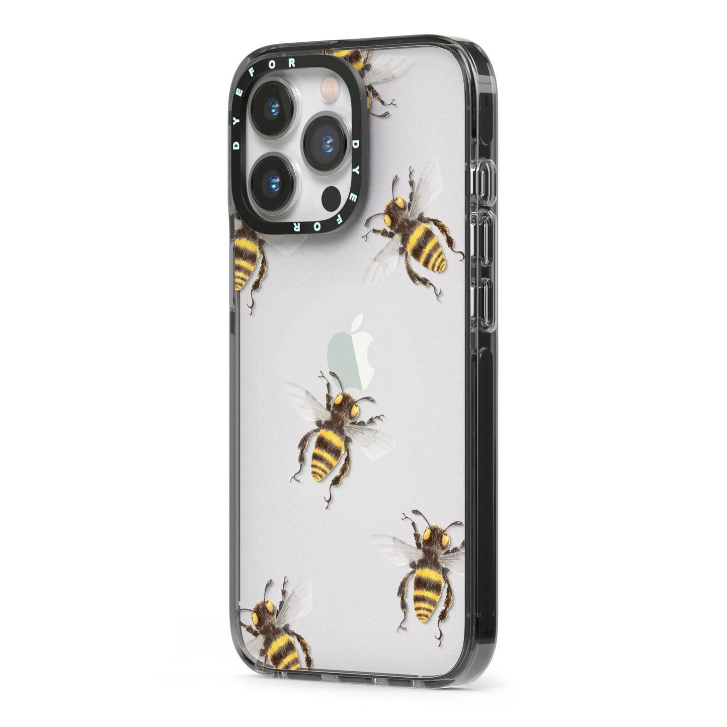 Little Watercolour Bees iPhone 13 Pro Black Impact Case Side Angle on Silver phone