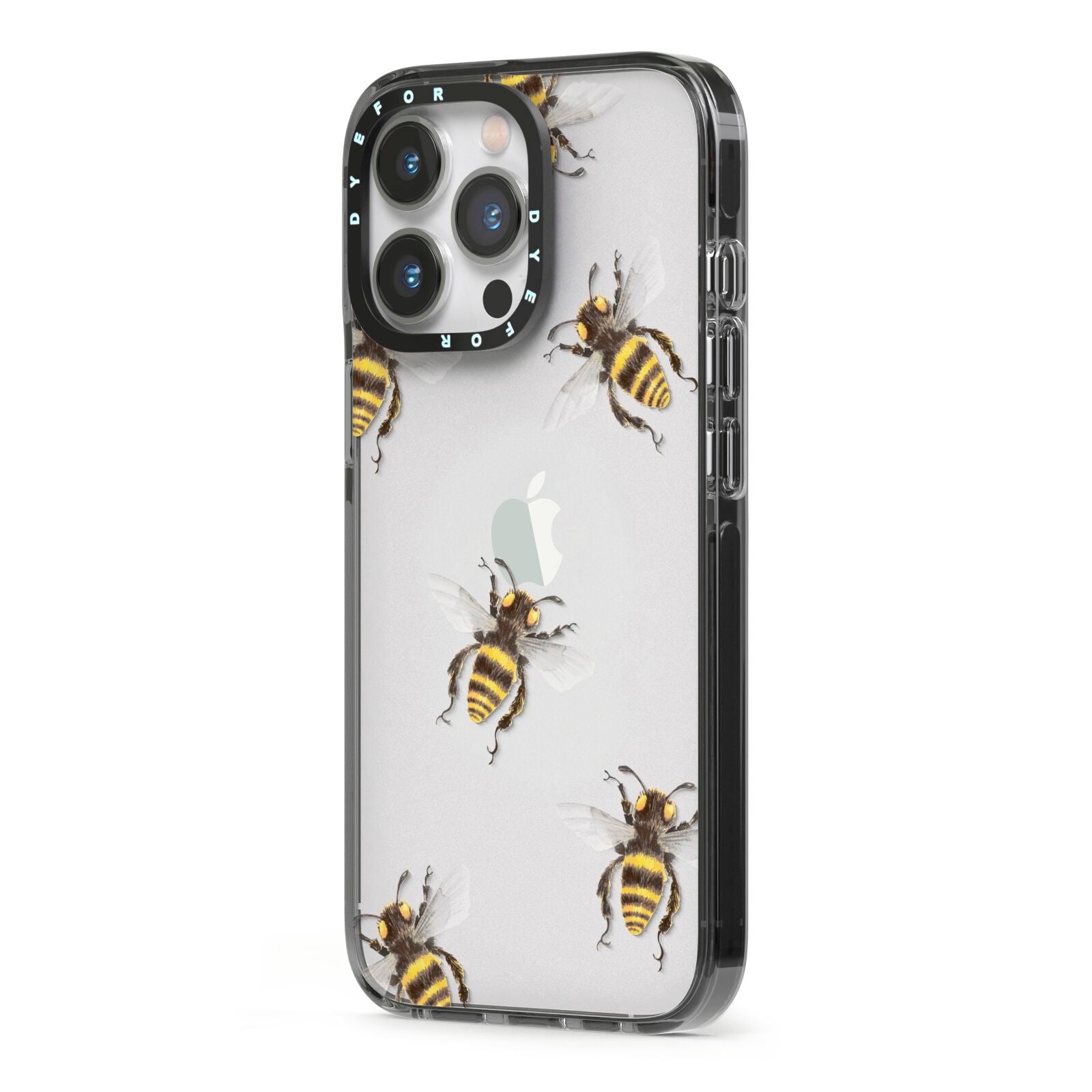 Little Watercolour Bees iPhone 13 Pro Black Impact Case Side Angle on Silver phone