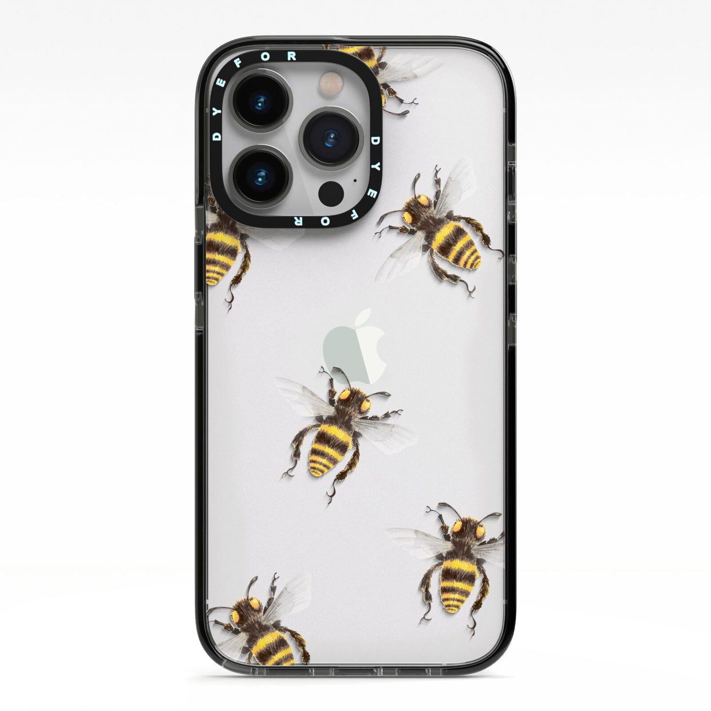 Little Watercolour Bees iPhone 13 Pro Black Impact Case on Silver phone