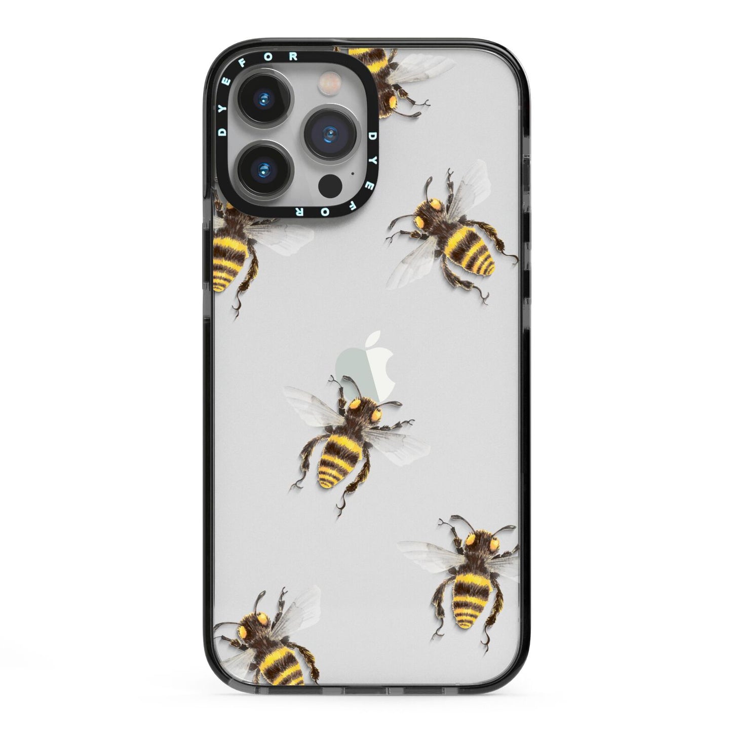 Little Watercolour Bees iPhone 13 Pro Max Black Impact Case on Silver phone