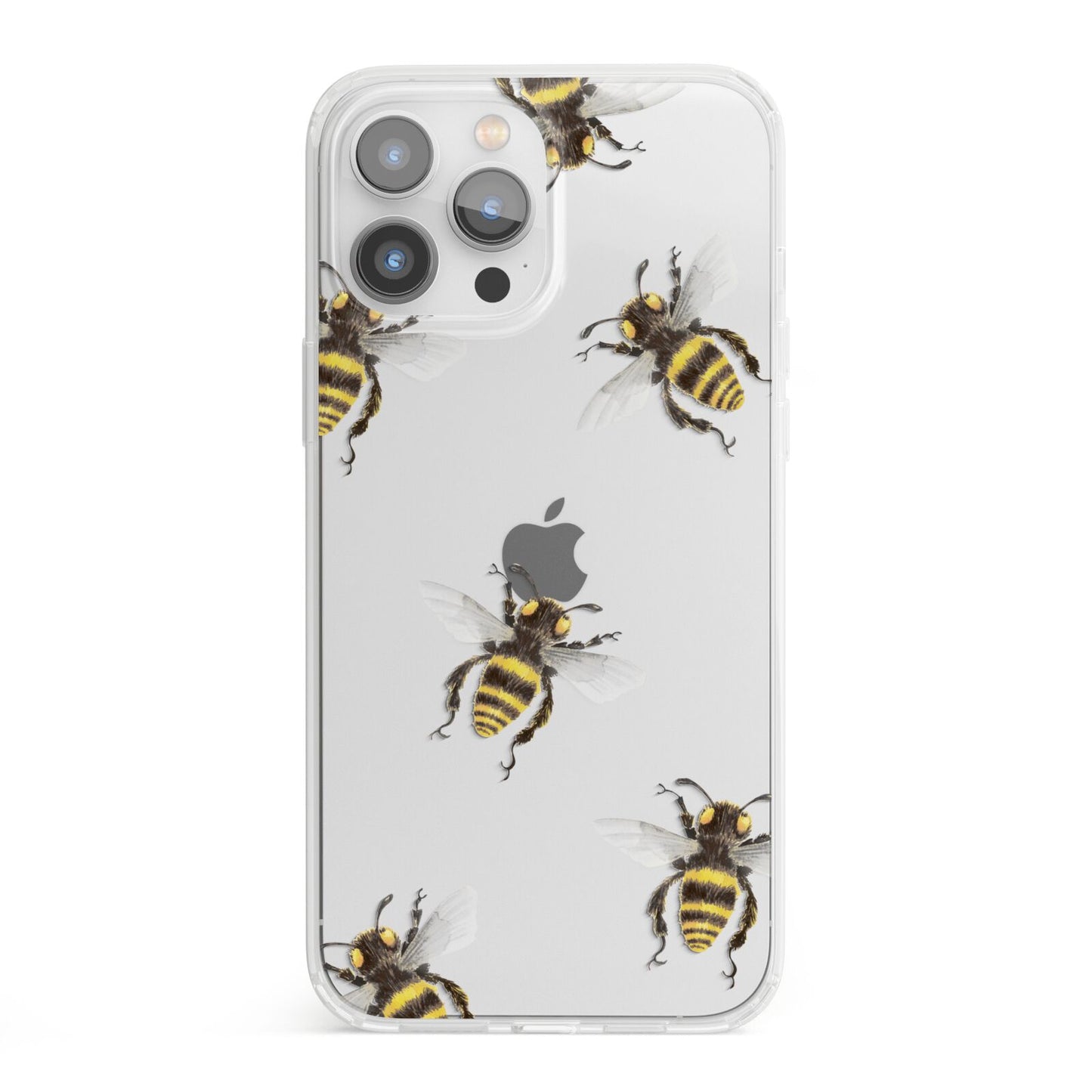 Little Watercolour Bees iPhone 13 Pro Max Clear Bumper Case