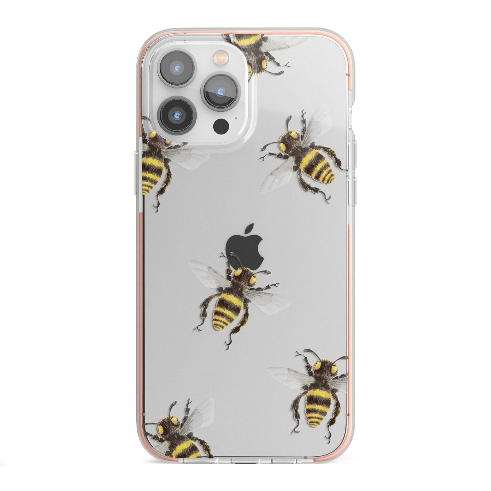 Little Watercolour Bees iPhone 13 Pro Max TPU Impact Case with Pink Edges