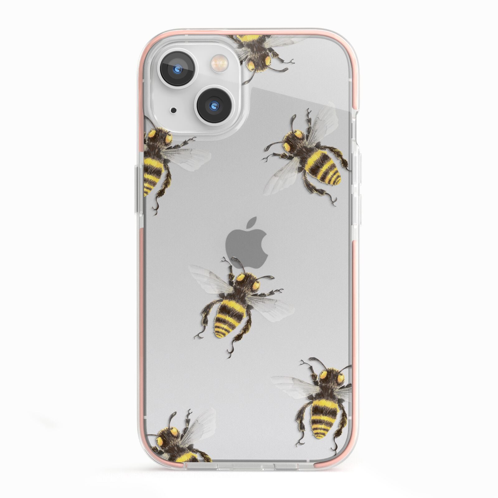 Little Watercolour Bees iPhone 13 TPU Impact Case with Pink Edges
