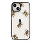 Little Watercolour Bees iPhone 14 Black Impact Case on Silver phone