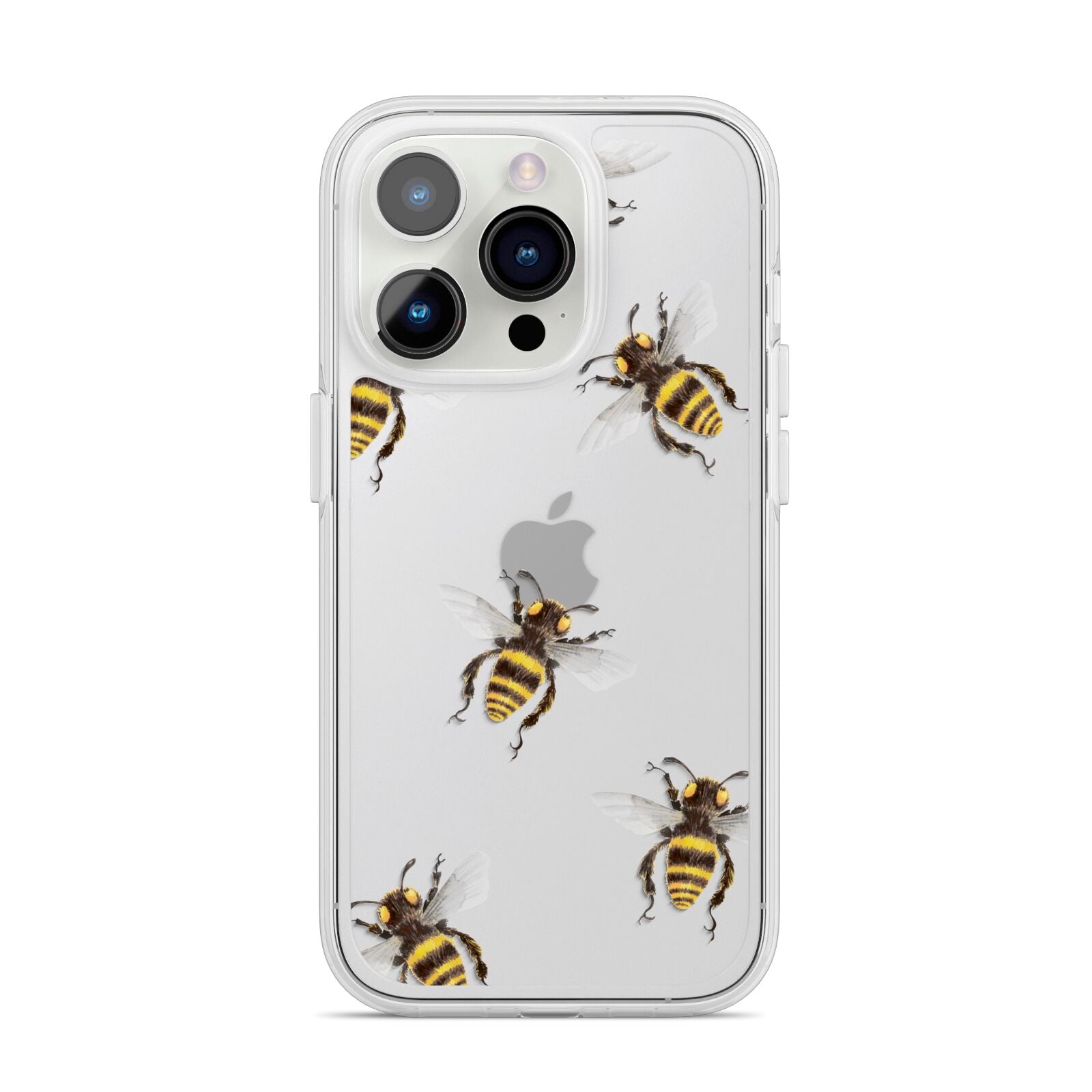 Little Watercolour Bees iPhone 14 Pro Clear Tough Case Silver