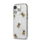 Little Watercolour Bees iPhone 14 Pro Glitter Tough Case Silver Angled Image