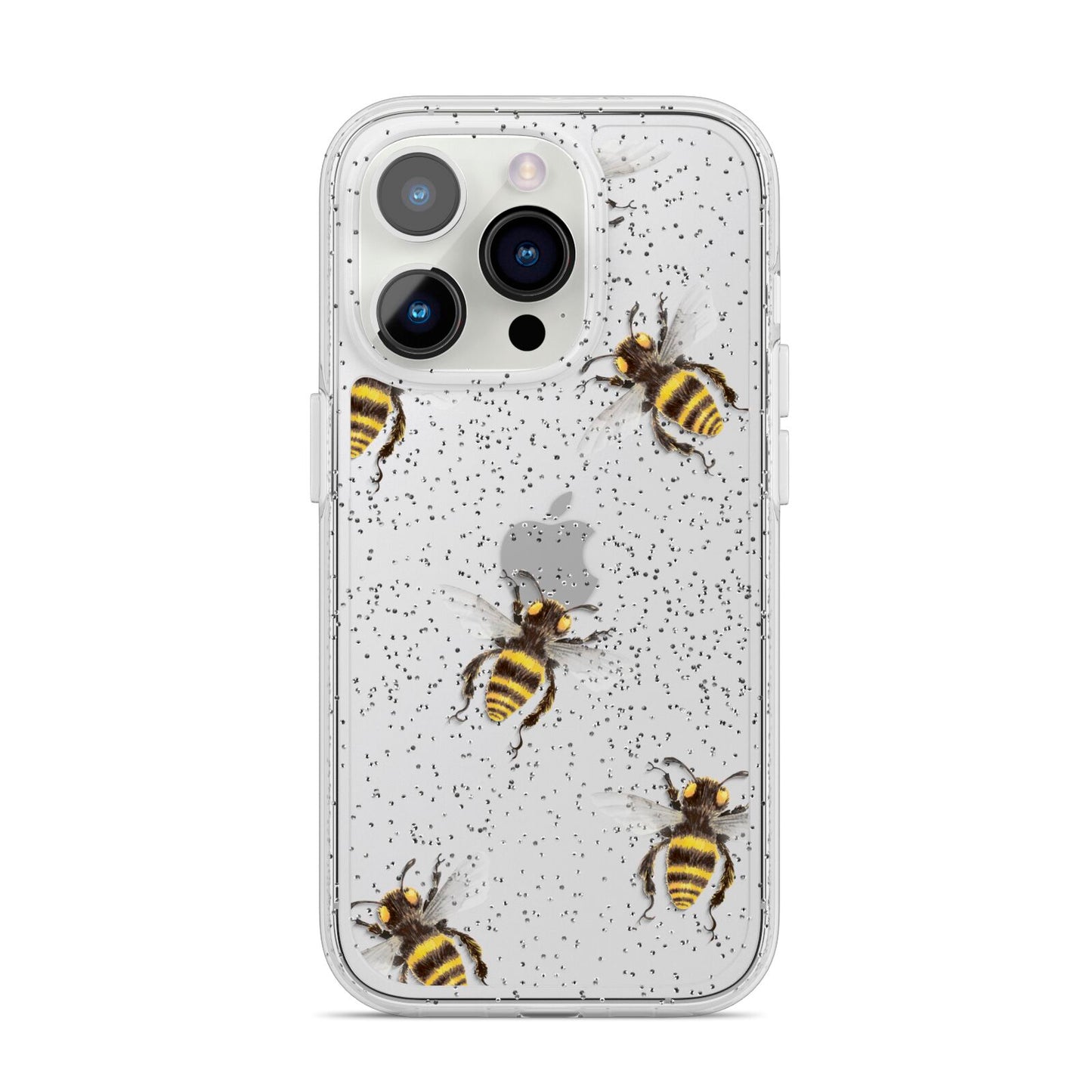 Little Watercolour Bees iPhone 14 Pro Glitter Tough Case Silver
