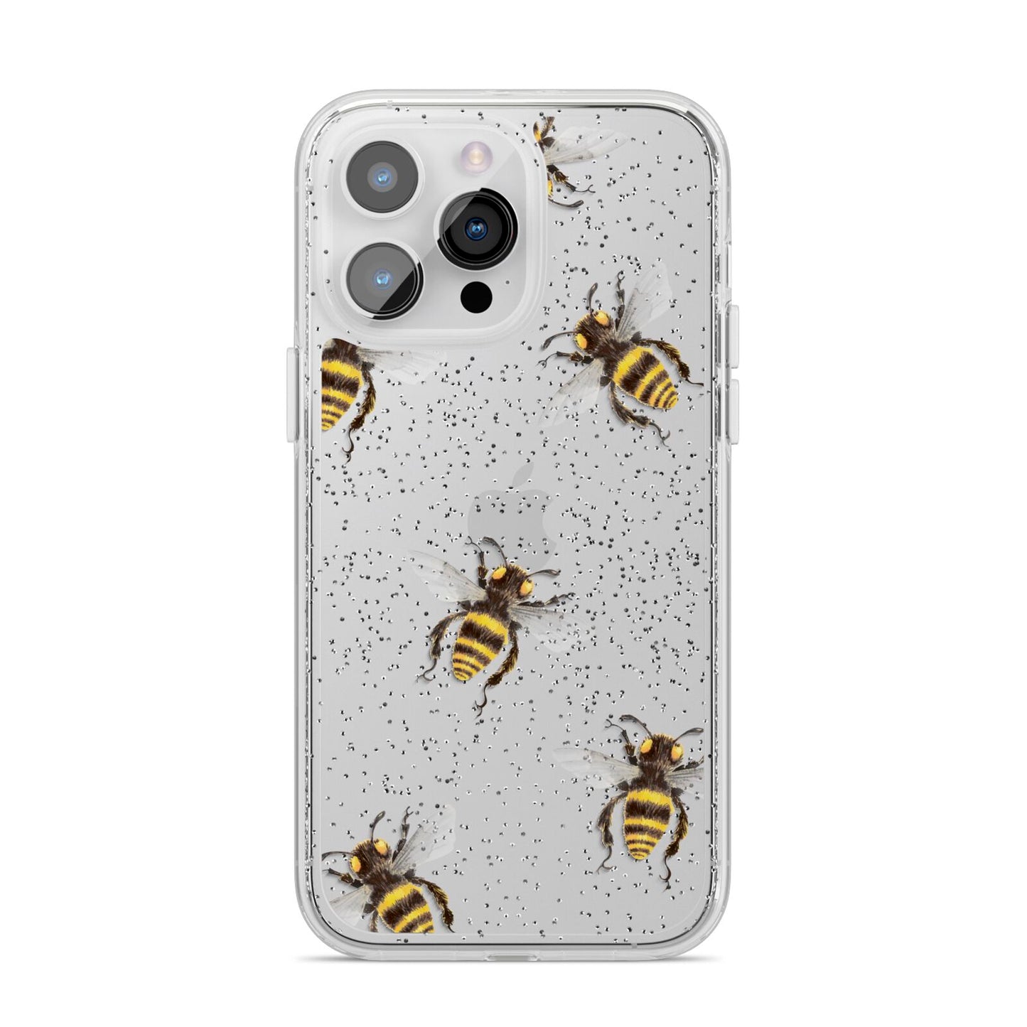 Little Watercolour Bees iPhone 14 Pro Max Glitter Tough Case Silver