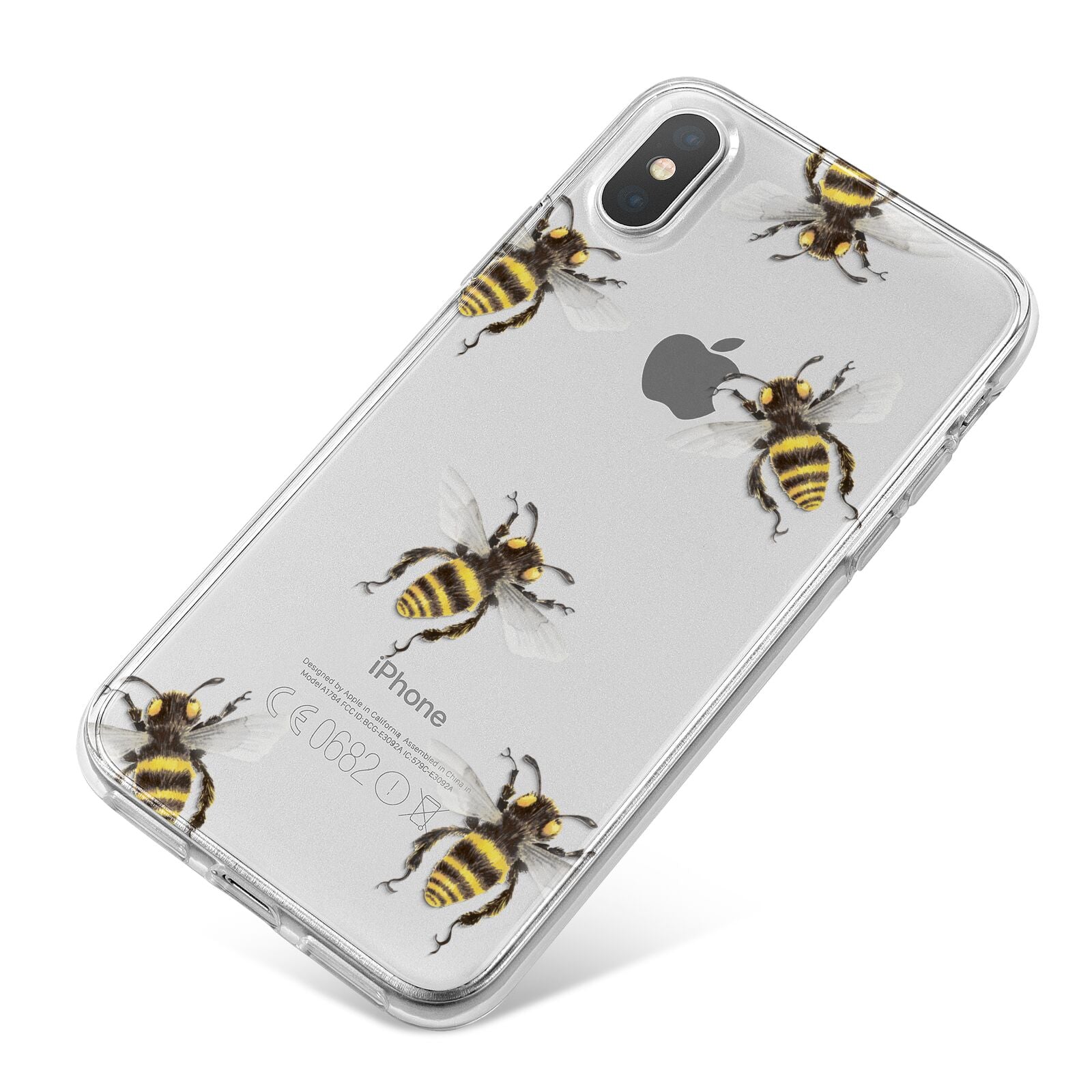 Little Watercolour Bees iPhone X Bumper Case on Silver iPhone