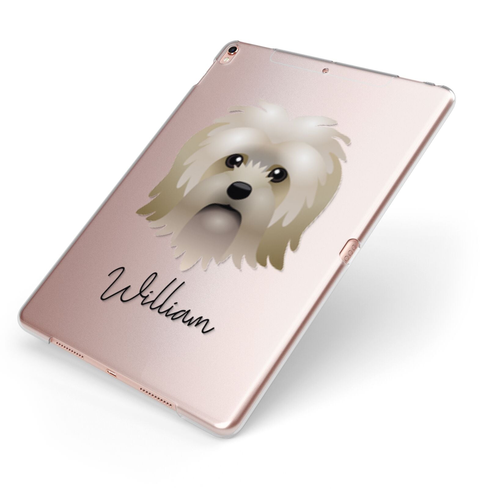 Lo wchen Personalised Apple iPad Case on Rose Gold iPad Side View