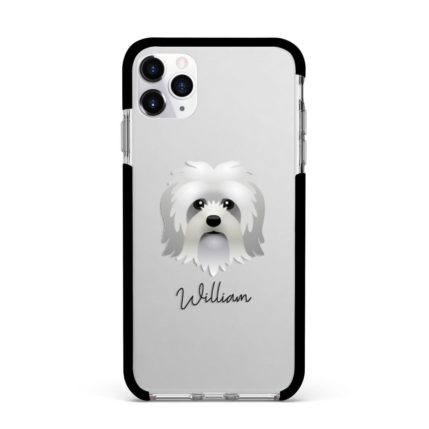 Lo wchen Personalised Apple iPhone 11 Pro Max in Silver with Black Impact Case