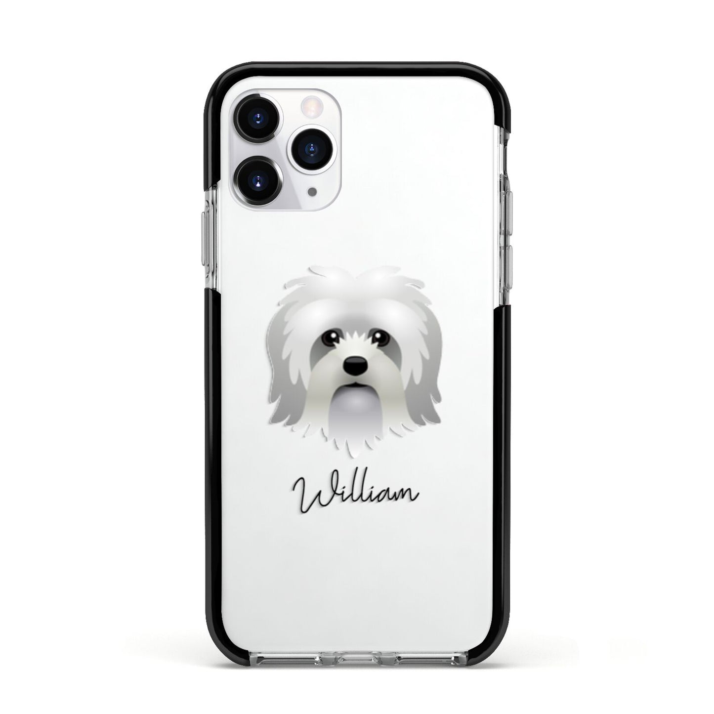 Lo wchen Personalised Apple iPhone 11 Pro in Silver with Black Impact Case
