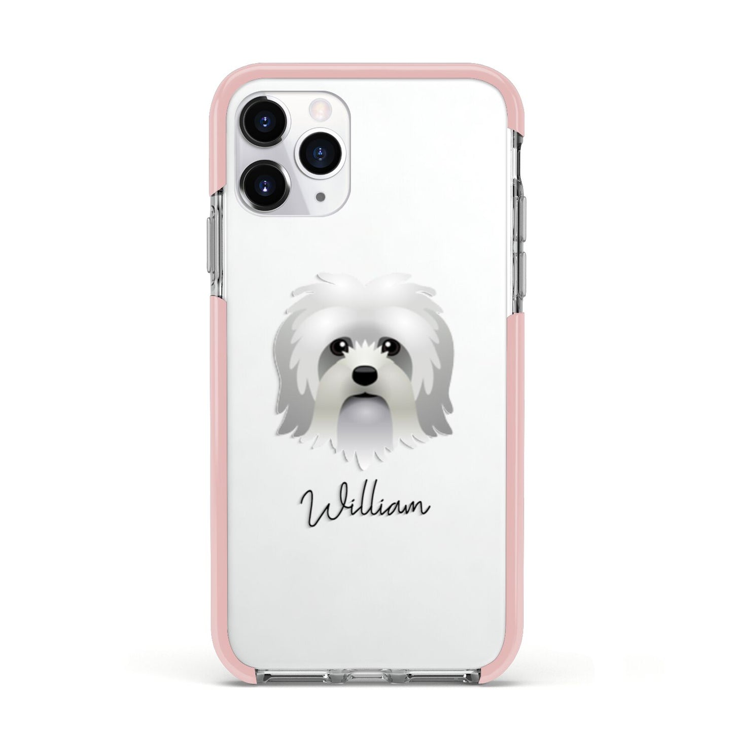 Lo wchen Personalised Apple iPhone 11 Pro in Silver with Pink Impact Case