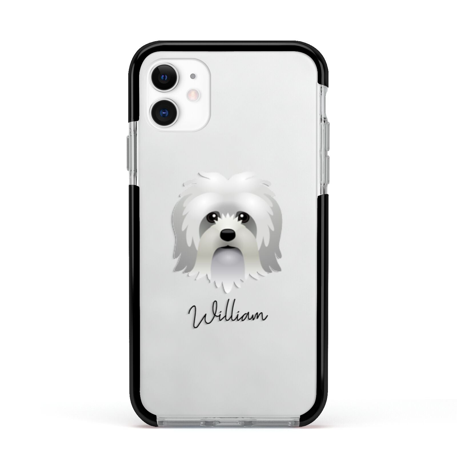 Lo wchen Personalised Apple iPhone 11 in White with Black Impact Case