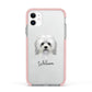 Lo wchen Personalised Apple iPhone 11 in White with Pink Impact Case