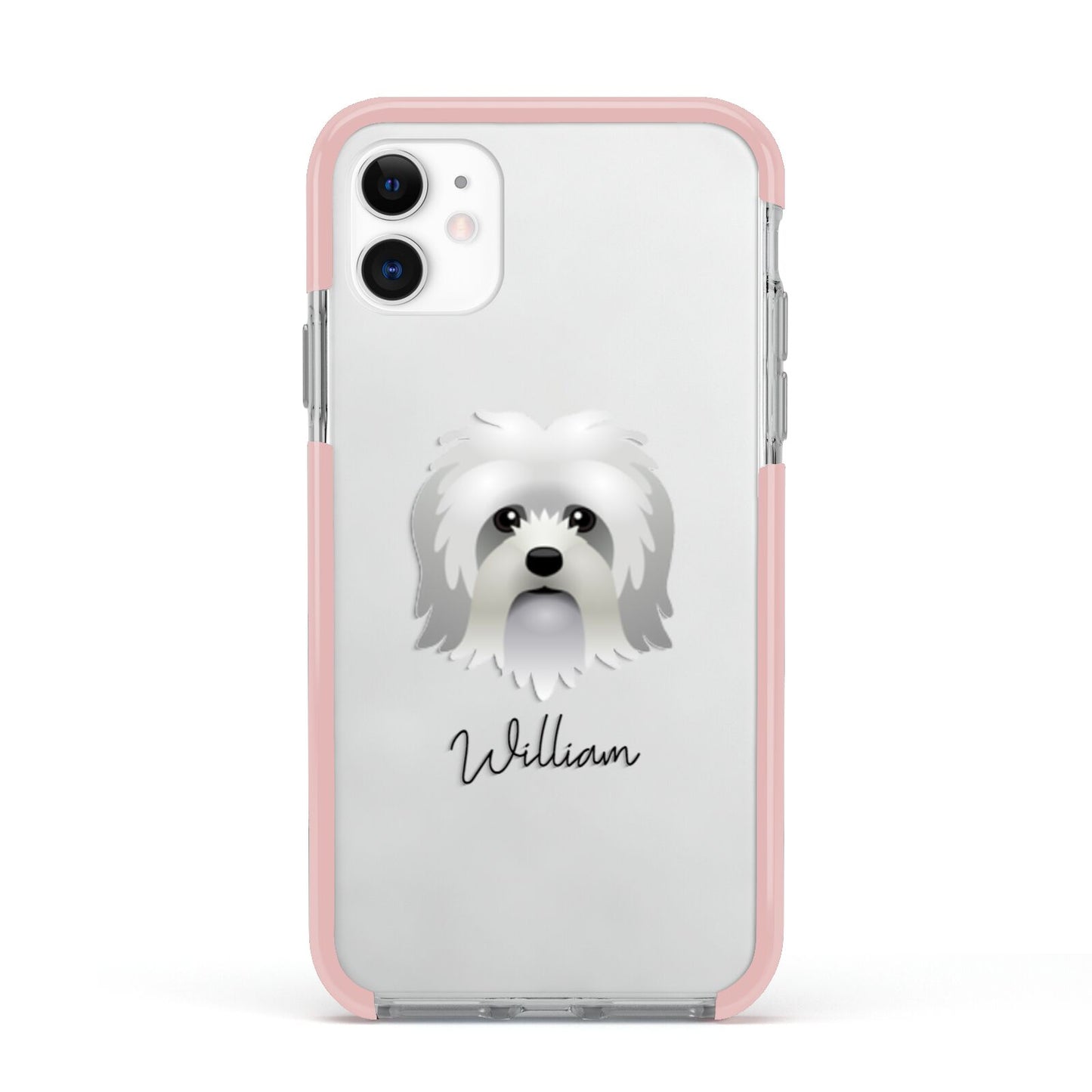 Lo wchen Personalised Apple iPhone 11 in White with Pink Impact Case